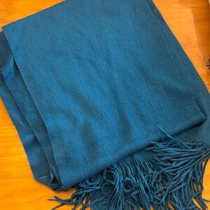 Merona Teal Knit Scarf with Fringe Trim